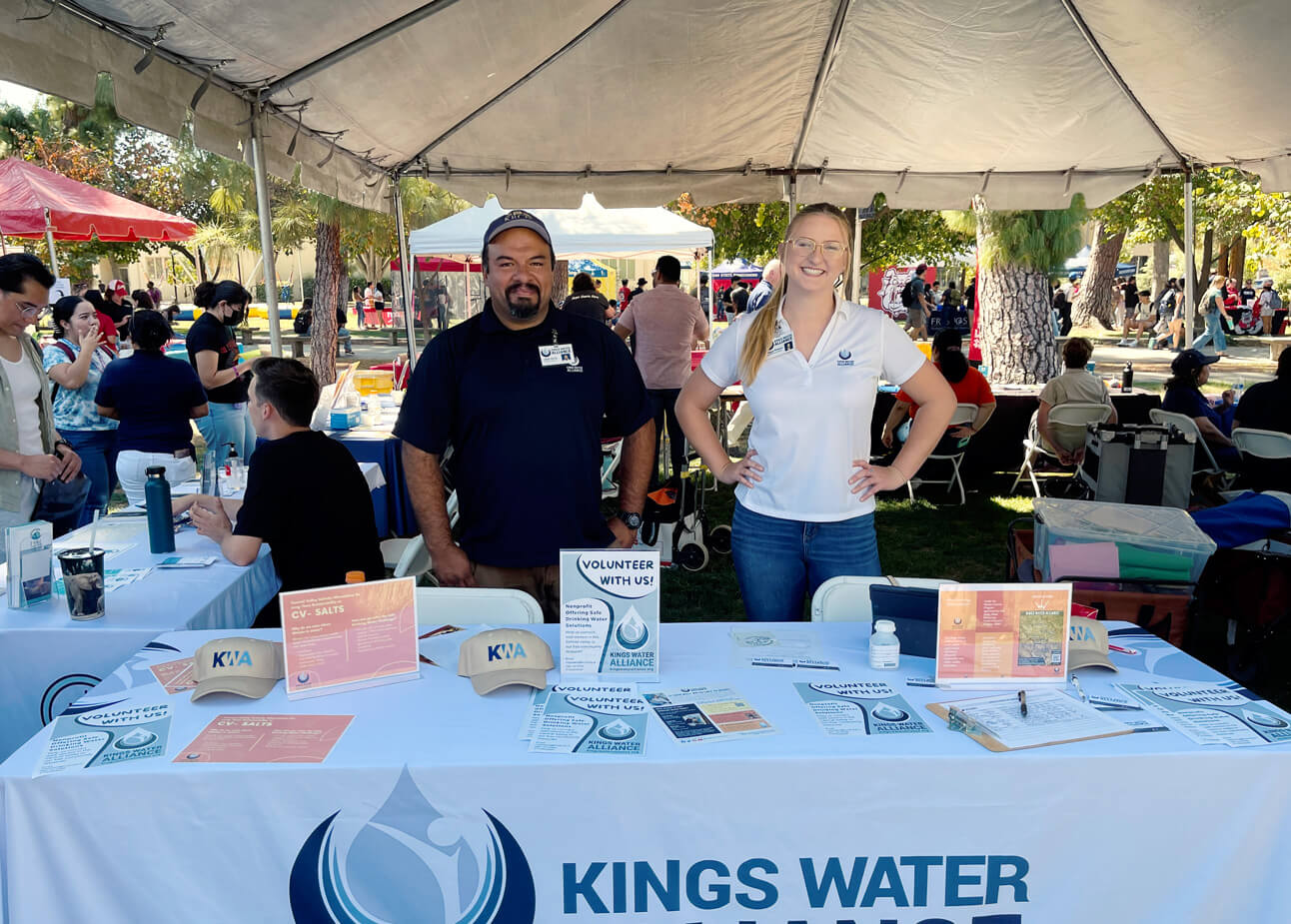 2 KRCD Staff tabling at Fresno State for Kings Water Alliance