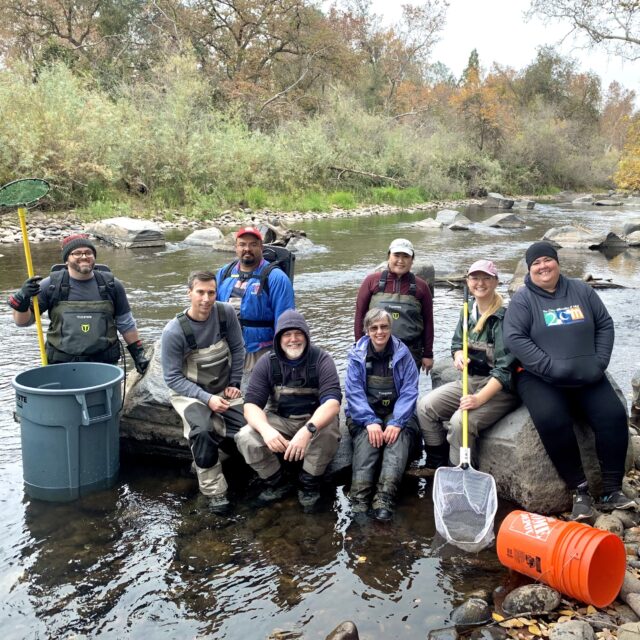 KRCD staff posing for photo during electrofishing